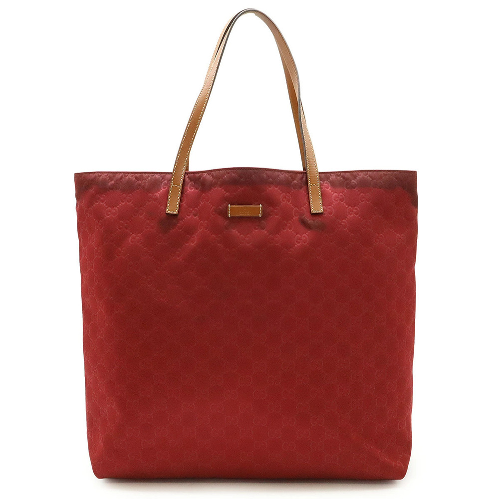 Gucci GG Tote Bag Shoulder Hobo Leather Red